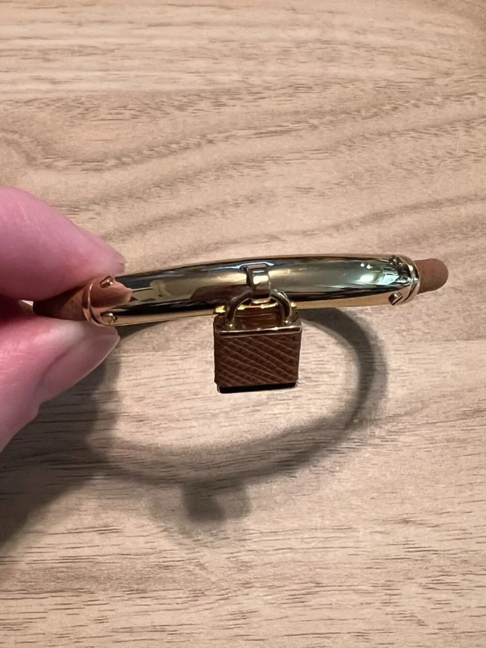 Michael Kors Tan Leather Lock Bangle